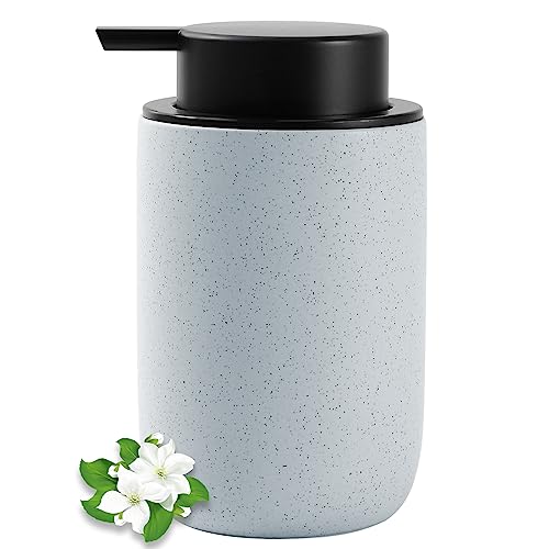 Image of Hand Soap Dispenser for Bathroom Decro, Ceramic Liquid Pump Bottles Refillable Dish Dispenser for Kitchen Farmhouse Colleage Dorm, Matte Blue