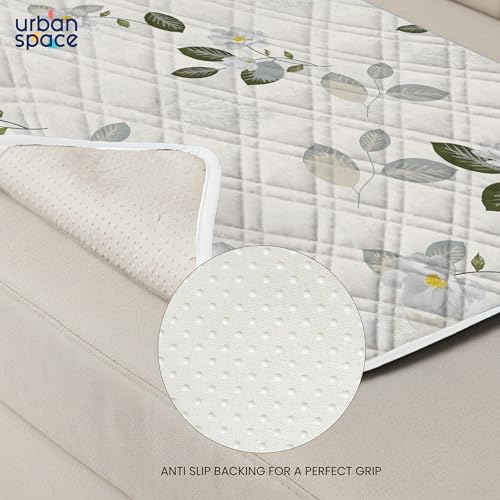 Image of Urban Space 3 Seater Quilted Sofa Cover mat, Non-Slip Sofa Protector, Easy Care & Machine Washable Cover, Sofa Seat Runner for Couch for Living Space (3 Seater - Tea Leaves)