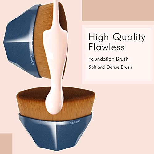 Image of Daubigny Perfect Makeup Brush for Face Blush Foundation Brush for Blending Liquid, Cream or Flawless Powder Cosmetics with Protective Case (Blue)