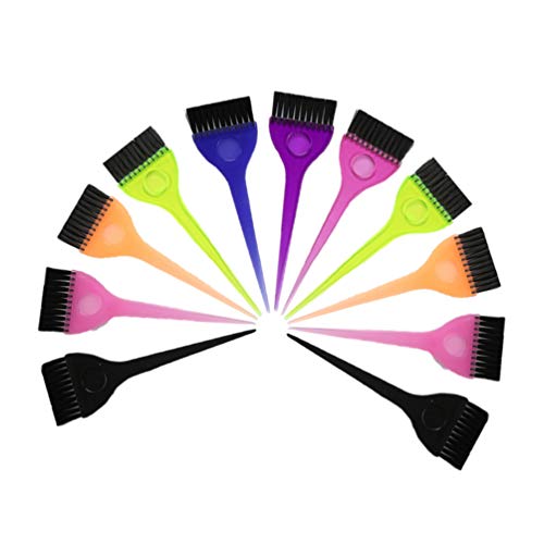 FRCOLOR 10PCS Hair Dye Coloring Brushes Hair Coloring Dyeing Kit Handle Salon Hair Bleach Tinting DIY Tool (Random Color)