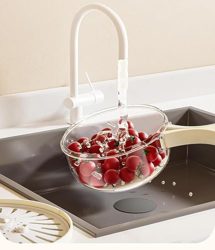 Image of Multifunctional Salad Spinner & Vegetable Washer - Glass Bowl with Drain Basket & Lid [ 1PCS ]