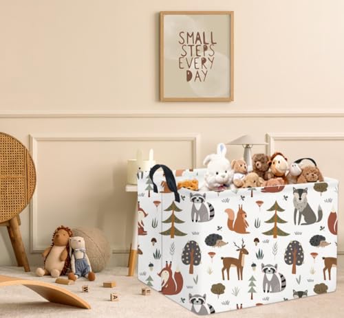 Image of Rectangular Kids Storage Bin Gift Basket - Cute Kids Toy Organizer Shelf Book Basket Room Decor(Animal)