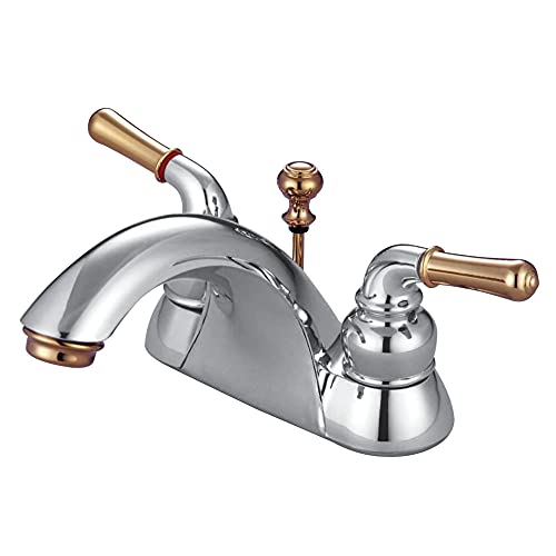 Exclusive Discount 70% Price  Kingston Brass KB2624 Naples 4-Inch Centerset Lavatory Faucet, Polished Chrome and Polished Brass