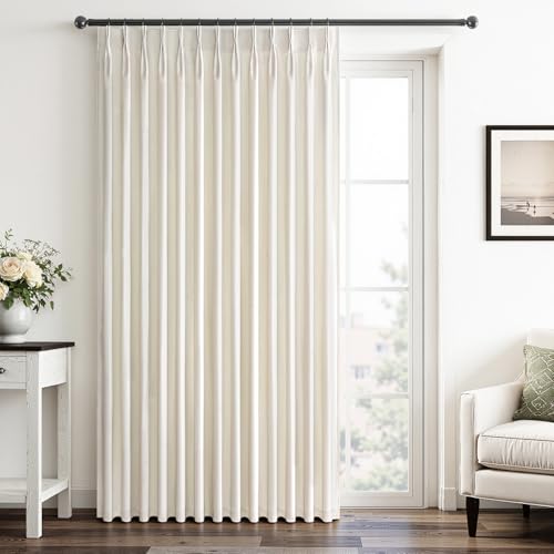 Drapenova Ivory Velvet Pinch Pleated Curtains 84 Inches Long for
