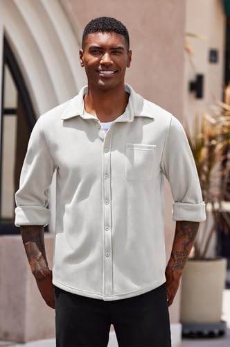 Image of COOFANDY Men's Casual Shirt Long Sleeve Button Down Lightweight Flannel Shirts