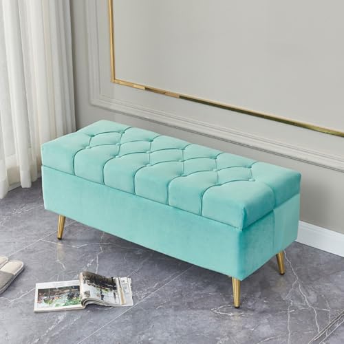Coffre de rangement banquette velours pour optimiser l'espace