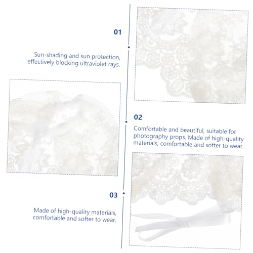 Baby Girl Lace Bonnet Breathable Floral Embroidered Sun Protection Hat for Toddlers 1 Piece White4