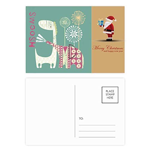 Cartes postales éléphant girafe Noël | Lot de 20 cartes pour écrire