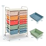 Giantex 15 Drawers Rolling Cart, Classroom Organizers, Storage Cart with Wheels, for Teacher Office Home School Supplies Tool Craft Art Paper - Image 3
