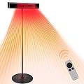EAST OAK Patio Heater, 1500W Standing Indoor Outdoor Heaters for Patio with Nanocrystal Glass-ceramic, 3 Heat Settings & 24h Timer, Fast Heat Waterproof & Dustproof, Tip-over & Overheat Protection