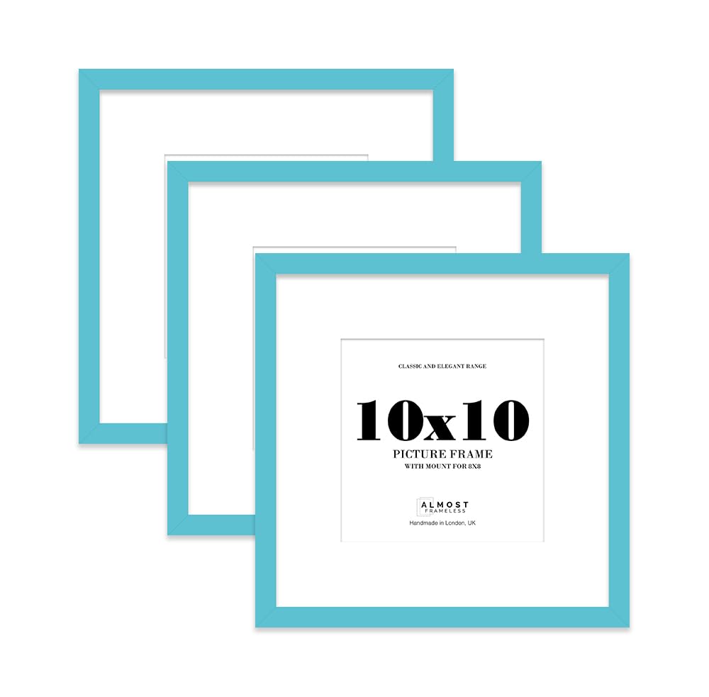 10x10 Turquoise Picture Frame with Mount for 8x8 Photos, Prints - Modern Square Wall Frame, Set of 3 — image 1