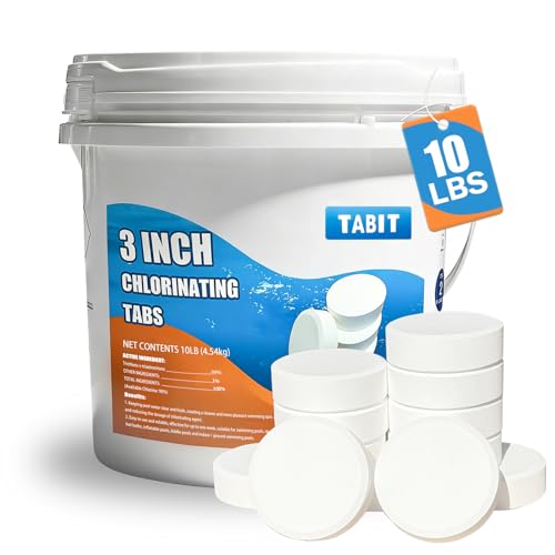 Image of Chlorine Tablets 3 inch 10 Pounds, TABIT Swimming Pool Long Lasting Chlorinating Tablets, Slow Dissolving, Tri-Chlor for Swim Pool, Hot Tubs, Spa