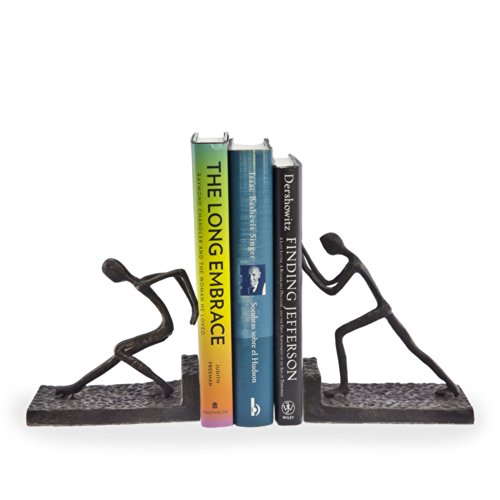 Danya B. Men Pushing Metal Bookend Set. Iron Metal Art For Home And Office Decor – Decorative Bookends For Shelves. Perfect Accents For Your Book Shelf Or Coffee Table Book Organization #TOP22