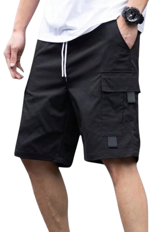 nosequeen Men Fashion Cotton Shorts Pant for Men, Relaxed Fit Drawstring Waist Casual Half Pant for Man-picture-24