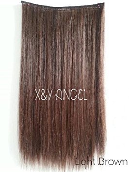 X&Y ANGEL Two Tone One Piece Straight Synthetic Thick Hair Extension Clip-on Hairpieces (black)