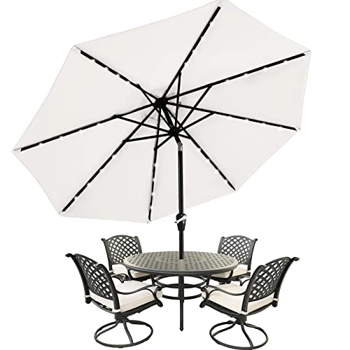 Image of MASTERCANOPY 11ft Patio Umbrella with Solar Lights, Light Beige