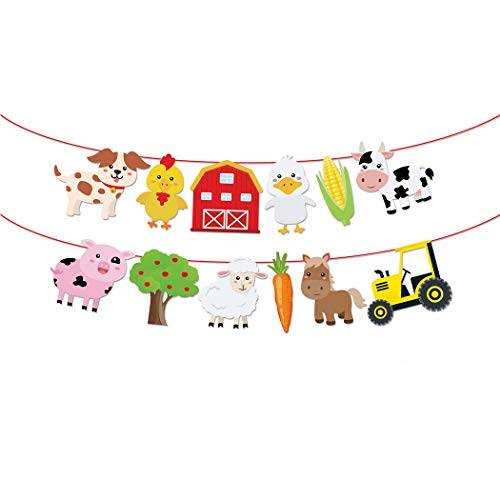Farm Animals Birthday Party Decorations Farm Animals Happy Birthday Banner with Barnyard Bunting Garland for Kids Boys Girls Farm Theme Party Decorations Supplies
