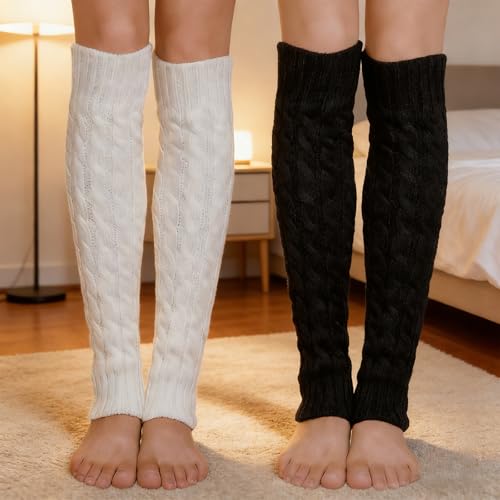 Image of 2 Pcs Leg Warmers Y2k, Leg Warmers, Y2k Accessories, Cute Kawaii Cream Legwarmers for Women Winter