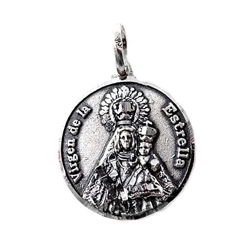 Inmaculada Romero IR Virgen de la Estrella colgante macizo plata Ley 925m unisex 21mm. detalles centro