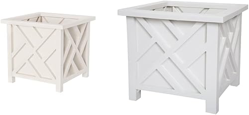 Pure Garden Lattice Design Planter Box 14.75-Inch-Square Decorative Outdoor Flower or Plant Pot & Lattice Design Planter Box 14.75-Inch-Square