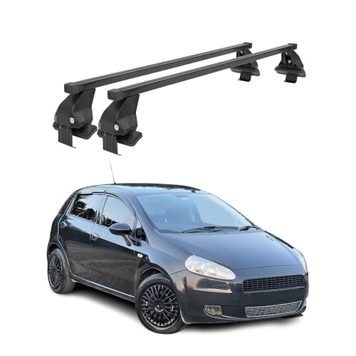 Barres de toit en acier noir OMAC pour Fiat Grande Punto avec sécurité antivol