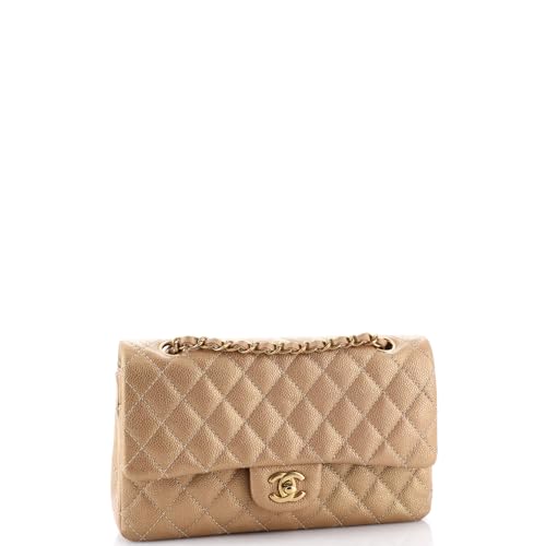 Pre-Loved Classic Double Flap Bag Quilted Iridescent Caviar Medium, Gold3