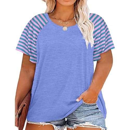 HDLTE Womens Plus Size Tops Floral Bell Sleeve Blouse Summer Casual T Shirt