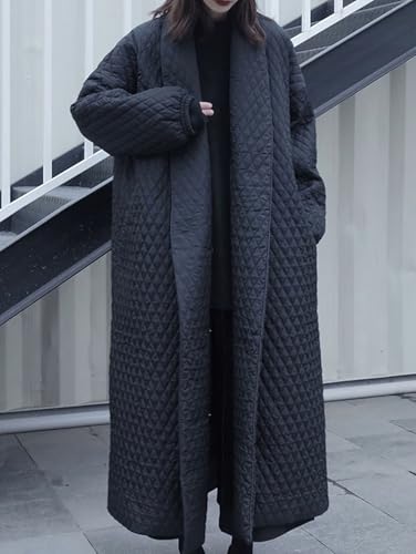 chouyatou Women's Winter Warm Trench Coat Down Cotton Puffer Jacket Padded Quilted Down Long Overcoat3