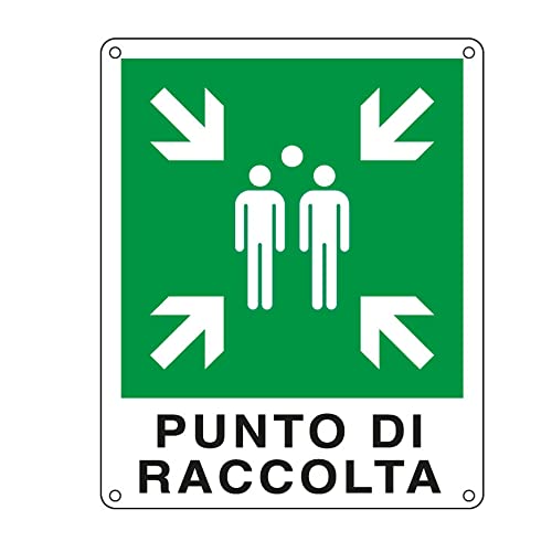 CARTELLO ALLUMINIO 25x31cm 'PUNTO DI RACCOLTA' CARTELLI SEGNALATORI