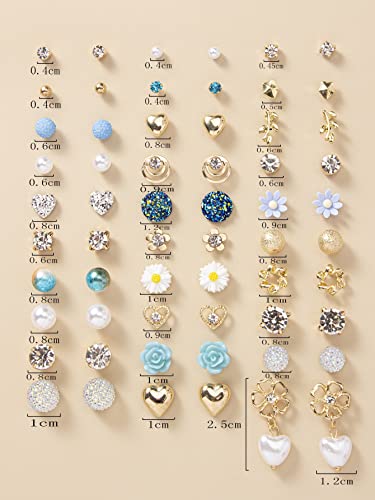 Image of Shining Diva Fashion 30 Pairs Combo Set Stylish Crystal Pearl Earrings for Women and Girls