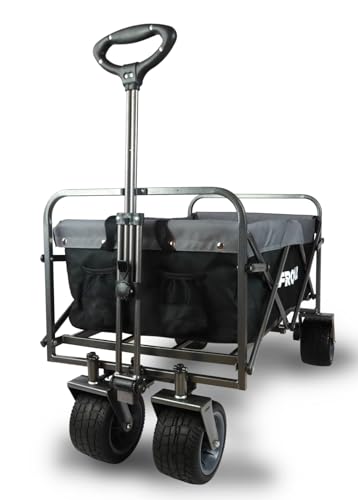 FROSAL Bollerwagen faltbar Alex in schwarz/grau Kinder Strandwagen klappbar Handwagen für Strand, Wald & Wiese – Bild 4