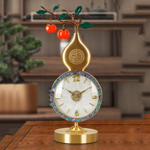 Reloj de mesa retro de latón con lente de vidrio HD para decorar salones elegantes 6