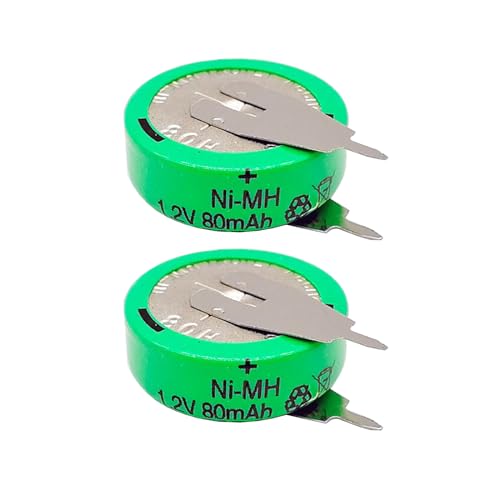 2 PCS 1.2V 80mAH Batería Recargable Ni-MH para Alarma miniatura 1