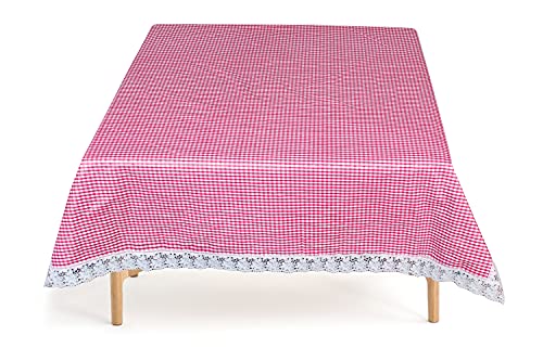 Image of The Furnishing Tree Waterproof Square Shaped Upto 6 Seater Printed Dining Table Cover Size 72x72 inches with White Border Lace