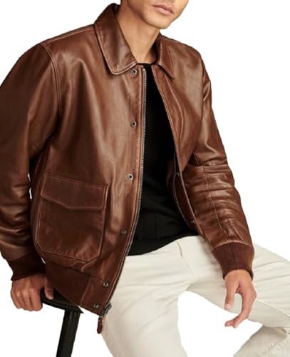 Image of Hide & Seek Men's A2 Aviator Air Force Cockpit Vintage Bomber Military Flight Pilot WWII Distressed Real Leather Jacket