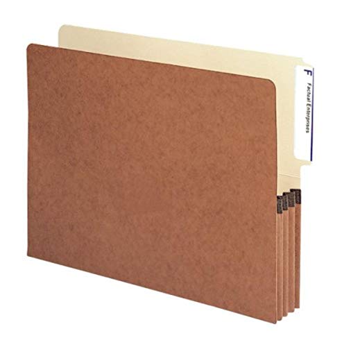 Smead End Tab File Pocket, Reinforced 4″ Top Position Tab, 3-1/2″ Expansion, Letter Size, Redrope with Manila Liner, 10 per Box (SMD73624)