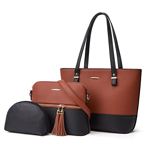 3 Pieces Set Shoulder Bags for Women Leisure Chic Purses and Handbags PU Leather Crossbody Bags Tote Bag for Women Work