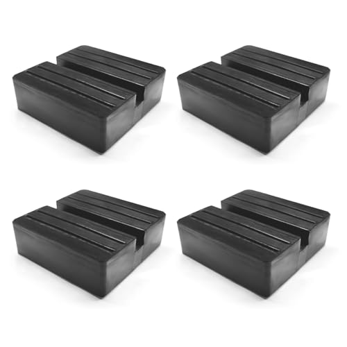 Image of 4 PCS Jack Rubber Pad, Square Floor Jack Pad Adapter Vehicle Repair Tool Universal for Car Lift, Anti-Slip Slotted Frame Heavy Duty Rubber Frame Rail Protector, Car Accessories