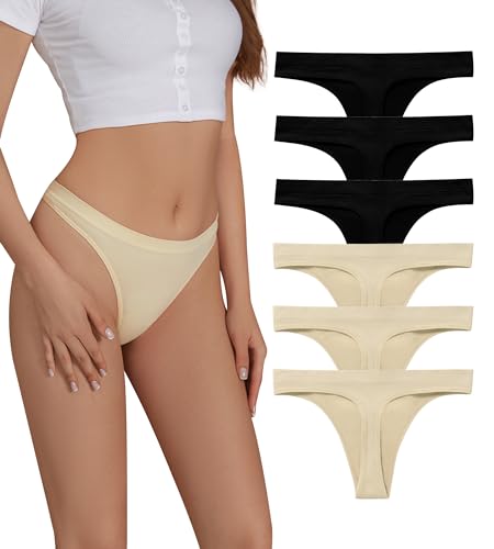 Image of SHARICCA Seamless Thongs for Women Sexy Breathable No Show Thong Underwear Women Multiple Pack