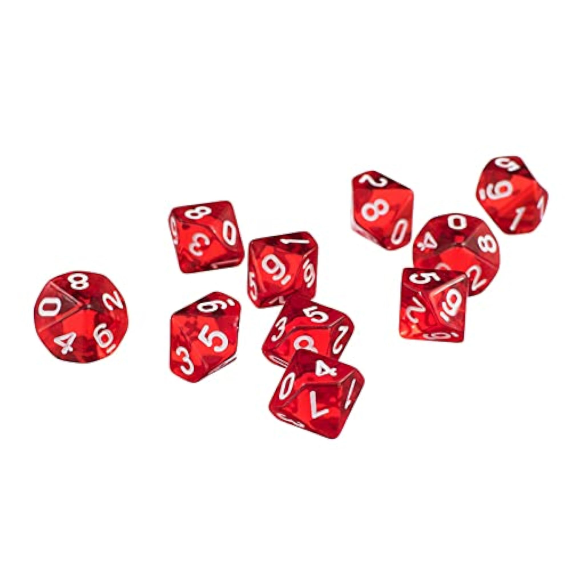 D10 Red Ten-Sided Gem Dice for RPG Games