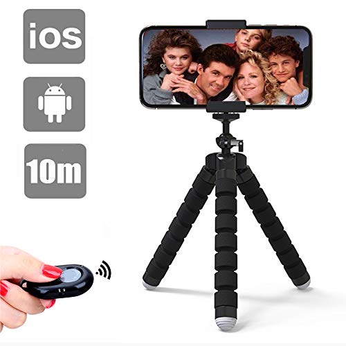Lidasen Phone Tripod, Tripod Portable Camera Mount Tripod with Remote Shutter FlexibleTravel Outdoor Tripod Compatible with iPhone XR/Xs Max/X/8 Plus,GoPro,4-8inches smart device (Black)