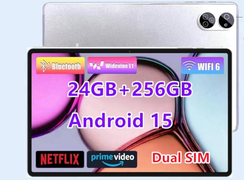 Image of Android Tablet 10.1 inch inch, 4G LTE Dual SIM, 24GB RAM,256GB Storage,Supports Extend 1TB, IPS Touchscreen,Dual Camera, WiFi /WLAN /Bluetooth /GPS,TYD-109pro (Silver, 256 GB)