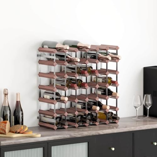Soporte para 42 Botellas Madera Sólida Marrón miniatura 1