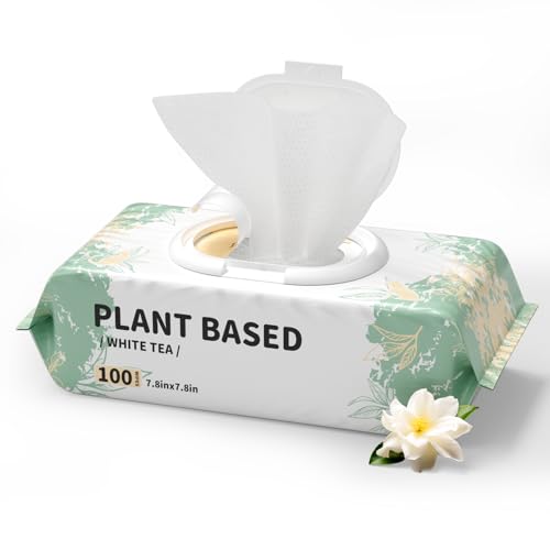Image of IMMHABI 100 Count Dog Wipes for Paws and Butt Hypoallergenic Pets Cleansing & Deodorizing Hygienic Puppy Wipes for Dogs Face and Body Wipes Cleaning Fur Doggie Wipes Doggy Wipes (White Tea)