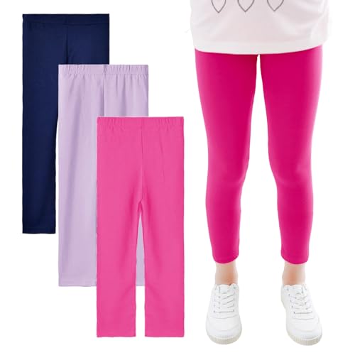 JinBei Fille Leggings Extensible Respirants Doux Modal Pantalon Long, Lot de 3, Gymnastique Danse Cycliste École Sport Legging Pants Enfants Vêtements 6-7...