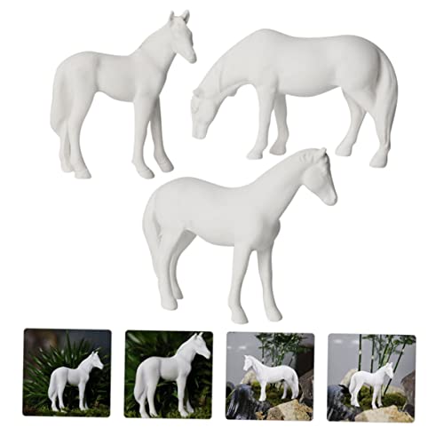 Yardwe 3 Pcs White Horse Micro Landscape Flower Jewelry Outdoor Statues Water Table Toys Small Horse Figurines Small Animal Figurines Home Decor Wildlife Figurines Micro Landscaping Decor #TOP6