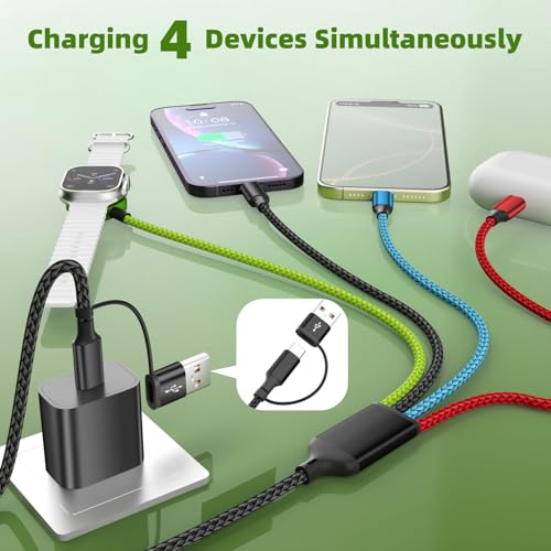 Image of Dual USB C Multi Charging Cable with iWatch Charger, 2 Pack 5FT Travel