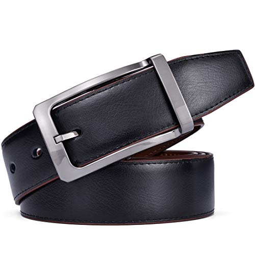 Image of Belts for Men Reversible Leather 1Piece (not 2) 1.25 inch Waist Strap Fashion Dress Buckle Beltox
