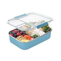 Smash Microwave-Safe Stainless Steel Bento Lunch Box, 3 Compartments, 1300 ml – Powder‑Coated Blue Base