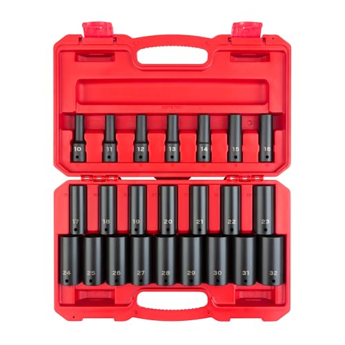 TEKTON 1/2 Inch Drive Deep 6-Point Impact Socket Set with Case...